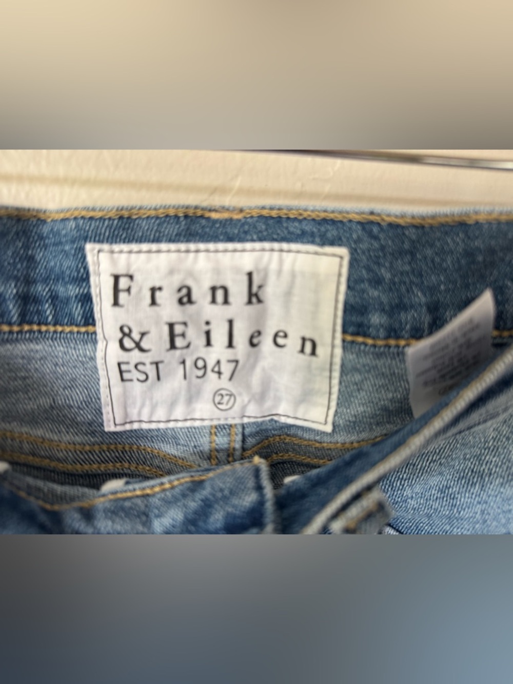 Frank & Eileen High Rise “Cork” Jeans Straight Leg Raw Hem Medium Wash Size 27 - Picture 5 of 12